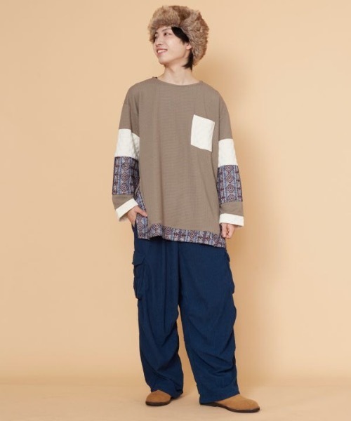 チャイハネ（チャイハネ）の「【チャイハネ】プリリアMEN'Sパッチワークプルオーバー（その他トップス・メンズ・ブラック/ベージュ/ブルー・FREE）」の17枚目の写真