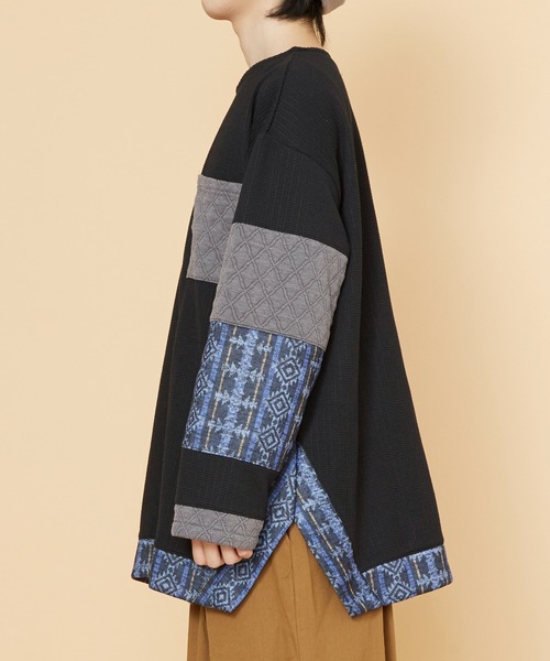 チャイハネ（チャイハネ）の「【チャイハネ】プリリアMEN'Sパッチワークプルオーバー（その他トップス・メンズ・ブラック/ベージュ/ブルー・FREE）」の8枚目の写真