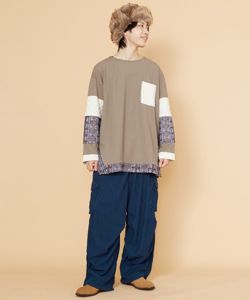 チャイハネ（チャイハネ）の「【チャイハネ】プリリアMEN'Sパッチワークプルオーバー（その他トップス・メンズ・ブラック/ベージュ/ブルー・FREE）」の10枚目の写真