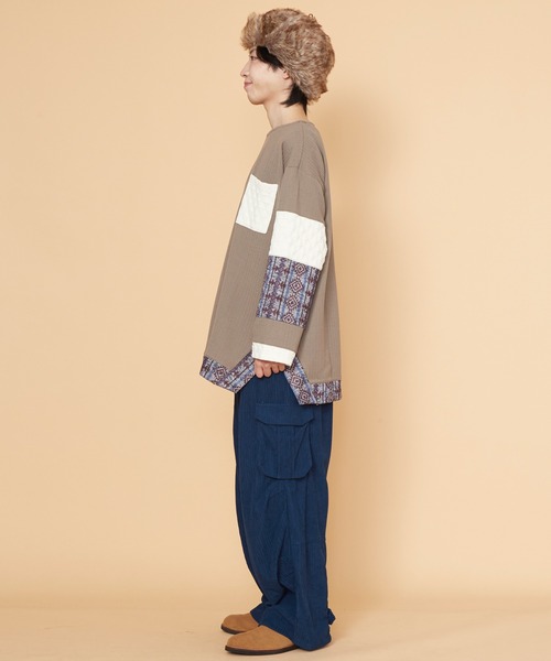 チャイハネ（チャイハネ）の「【チャイハネ】プリリアMEN'Sパッチワークプルオーバー（その他トップス・メンズ・ブラック/ベージュ/ブルー・FREE）」の11枚目の写真