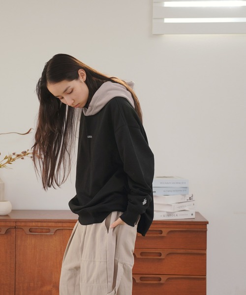 U.S. POLO ASSN.(ユーエスポロアッスン)の「U.S. POLO ASSN. / ユーエスポロアッスン 別注 コラボ オーバーサイズ 裏毛 配色 スウェット パーカー(パーカー・メンズ・ブラック/ブラック系その他/ベージュ/ベージュ系その他・MEDIUM/LARGE)」の11枚目の写真