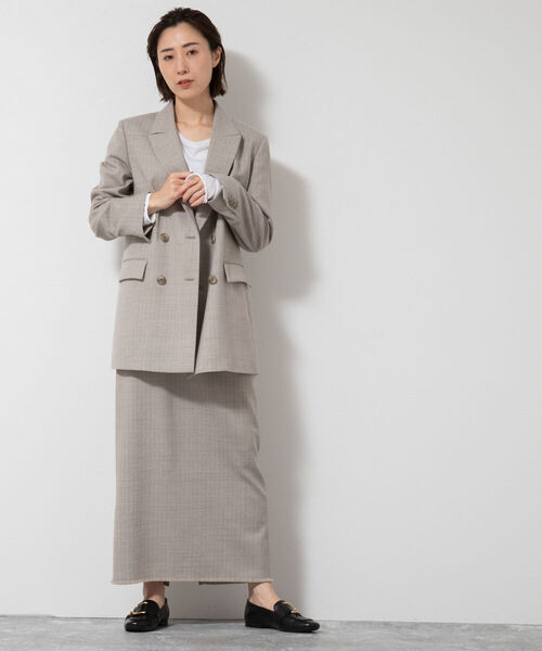 NOLLEY’S（ノーリーズ）の「フラノフリンジロングタイトスカート（スカート・レディース・グレー系その他3/ベージュ系その他3・38/36）」の7枚目の写真