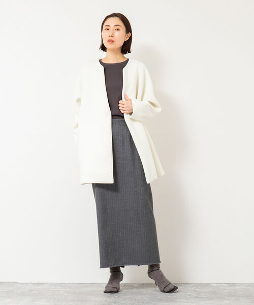 NOLLEY’S（ノーリーズ）の「フラノフリンジロングタイトスカート（スカート・レディース・グレー系その他3/ベージュ系その他3・38/36）」の13枚目の写真