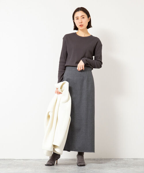 NOLLEY’S（ノーリーズ）の「フラノフリンジロングタイトスカート（スカート・レディース・グレー系その他3/ベージュ系その他3・38/36）」の15枚目の写真