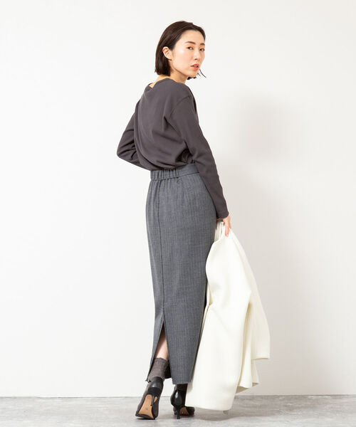 NOLLEY’S（ノーリーズ）の「フラノフリンジロングタイトスカート（スカート・レディース・グレー系その他3/ベージュ系その他3・38/36）」の17枚目の写真