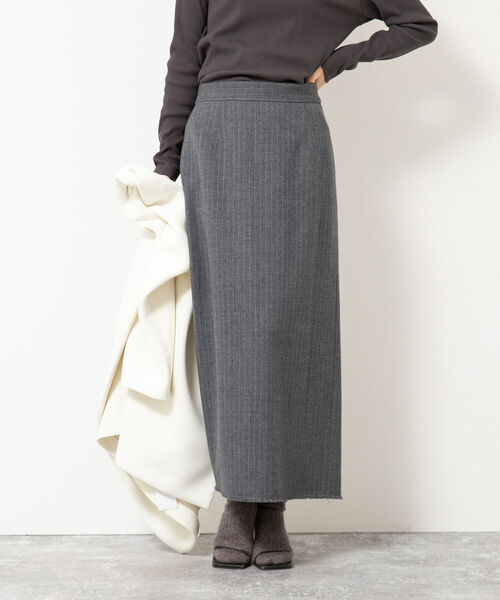NOLLEY’S（ノーリーズ）の「フラノフリンジロングタイトスカート（スカート・レディース・グレー系その他3/ベージュ系その他3・38/36）」の18枚目の写真