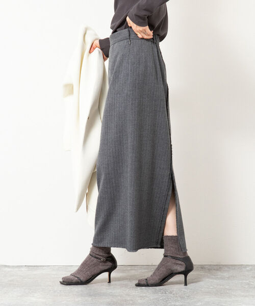 NOLLEY’S（ノーリーズ）の「フラノフリンジロングタイトスカート（スカート・レディース・グレー系その他3/ベージュ系その他3・38/36）」の19枚目の写真