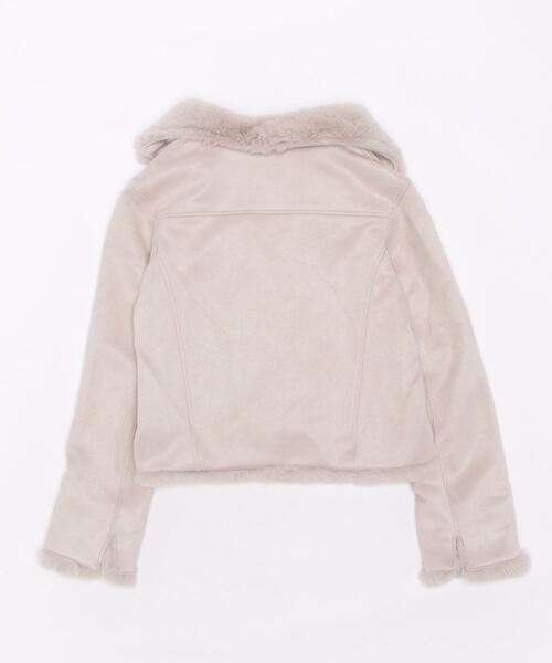 NICOLE white（ニコルホワイト）の「スエードボンディング ファー付きライダース（ライダースジャケット・レディース・グレー/モカ/ベージュ・FREE）」の5枚目の写真