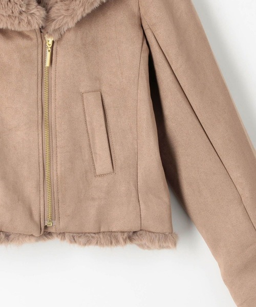 NICOLE white（ニコルホワイト）の「スエードボンディング ファー付きライダース（ライダースジャケット・レディース・グレー/モカ/ベージュ・FREE）」の16枚目の写真