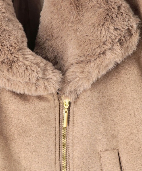 NICOLE white（ニコルホワイト）の「スエードボンディング ファー付きライダース（ライダースジャケット・レディース・グレー/モカ/ベージュ・FREE）」の18枚目の写真