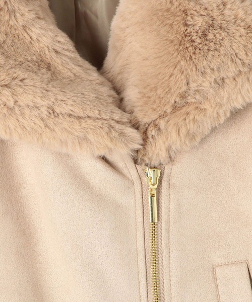 NICOLE white（ニコルホワイト）の「スエードボンディング ファー付きライダース（ライダースジャケット・レディース・グレー/モカ/ベージュ・FREE）」の19枚目の写真