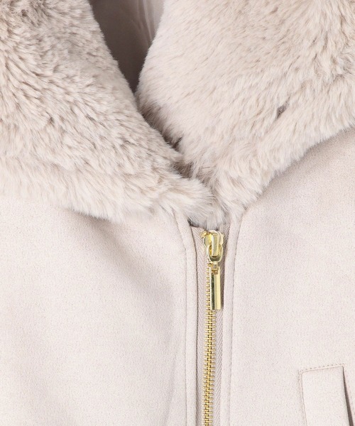 NICOLE white（ニコルホワイト）の「スエードボンディング ファー付きライダース（ライダースジャケット・レディース・グレー/モカ/ベージュ・FREE）」の20枚目の写真