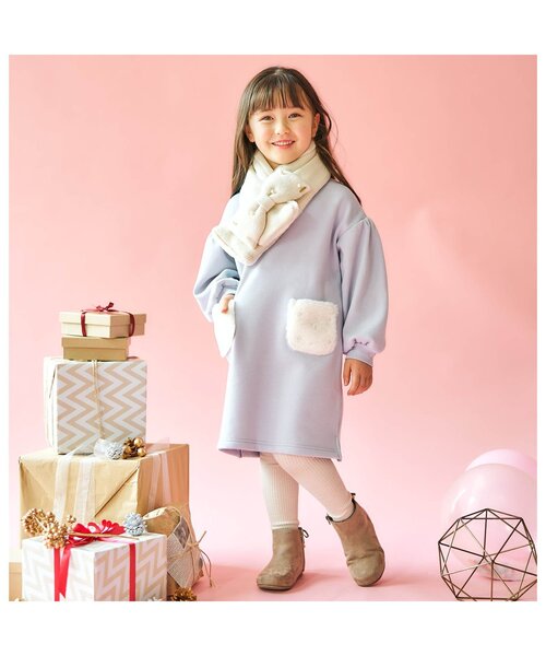 apres les cours（アプレレクール）の「パールリボンマフラー（マフラー・キッズ・ピンク/アイボリー/サックスブルー・140/120）」の11枚目の写真