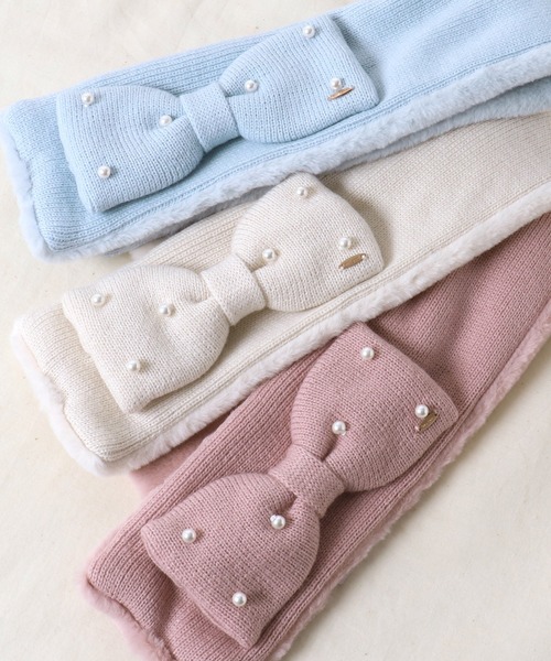 apres les cours（アプレレクール）の「パールリボンマフラー（マフラー・キッズ・ピンク/アイボリー/サックスブルー・140/120）」の17枚目の写真