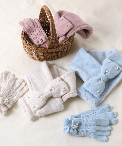 apres les cours（アプレレクール）の「パールリボンマフラー（マフラー・キッズ・ピンク/アイボリー/サックスブルー・140/120）」の19枚目の写真