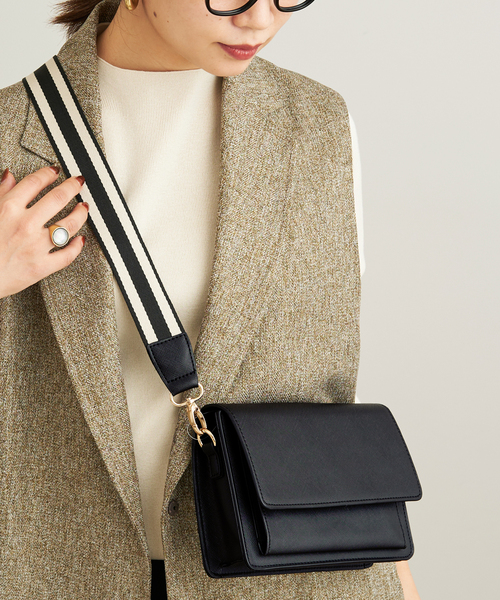 B.C STOCK（ベーセーストック）の「≪追加2≫ラインテープショルダー（ショルダーバッグ・レディース・キャメル/アイボリー/ブラック・FREE）」の7枚目の写真