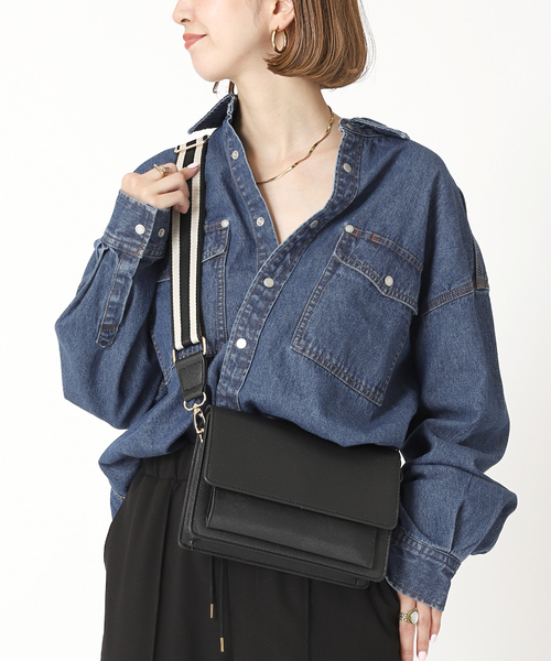 B.C STOCK（ベーセーストック）の「≪追加2≫ラインテープショルダー（ショルダーバッグ・レディース・キャメル/アイボリー/ブラック・FREE）」の20枚目の写真