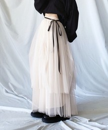 me+em select | 【 ７color 】タックアシンメトリーボリュームチュールスカート(スカート)