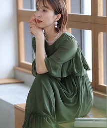 結婚式 パーティー ドレス ベルスリーブ 七分袖&ミモレ丈 セレモニー フォーマル オケージョンドレス お呼ばれ 二次会 成人式 同窓会 謝恩会 20代 30代