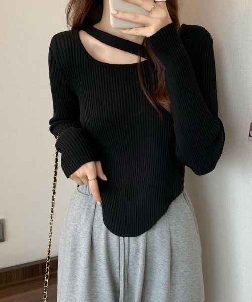 Burner（バーナー）の「【BURNER Recommend Select】イレギュラーカット　リブニット　oku-tops-683333167677-2688（ニット/セーター・レディース・C/D/E/F/A/H/B/G/I・FREE）」の3枚目の写真