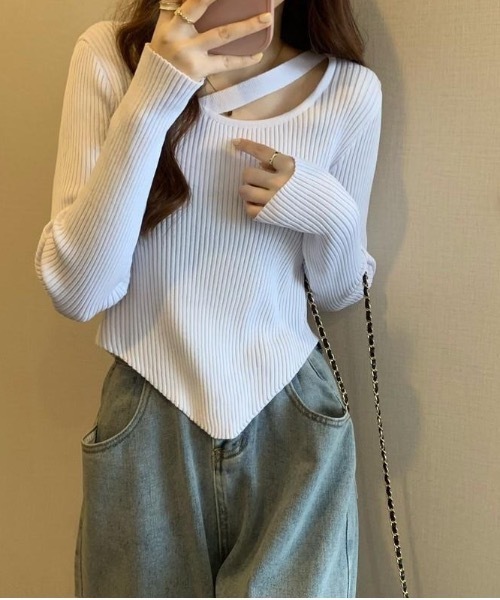 Burner（バーナー）の「【BURNER Recommend Select】イレギュラーカット　リブニット　oku-tops-683333167677-2688（ニット/セーター・レディース・C/D/E/F/A/H/B/G/I・FREE）」の4枚目の写真