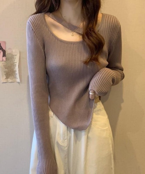 Burner（バーナー）の「【BURNER Recommend Select】イレギュラーカット　リブニット　oku-tops-683333167677-2688（ニット/セーター・レディース・C/D/E/F/A/H/B/G/I・FREE）」の5枚目の写真