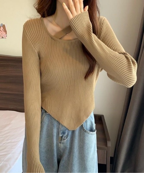 Burner（バーナー）の「【BURNER Recommend Select】イレギュラーカット　リブニット　oku-tops-683333167677-2688（ニット/セーター・レディース・C/D/E/F/A/H/B/G/I・FREE）」の6枚目の写真