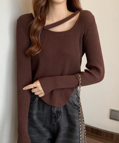 Burner（バーナー）の「【BURNER Recommend Select】イレギュラーカット　リブニット　oku-tops-683333167677-2688（ニット/セーター・レディース・C/D/E/F/A/H/B/G/I・FREE）」の7枚目の写真