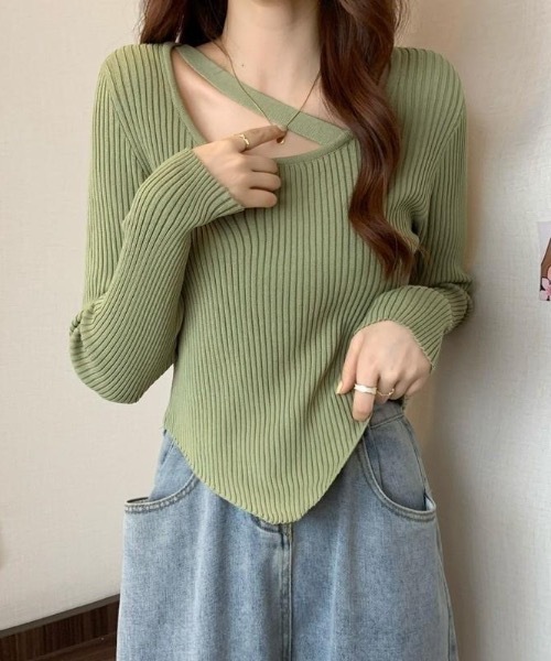 Burner（バーナー）の「【BURNER Recommend Select】イレギュラーカット　リブニット　oku-tops-683333167677-2688（ニット/セーター・レディース・C/D/E/F/A/H/B/G/I・FREE）」の9枚目の写真