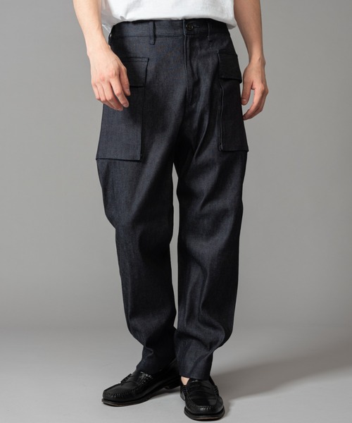 MR.OLIVE(ミスターオリーブ)の「【セットアップ対応】8oz ライトヴィンテージ デニム / 2ポケット カーゴパンツ(カーゴパンツ・メンズ・ナチュラル/インディゴブルー・LARGE/MEDIUM/SMALL)」の2枚目の写真
