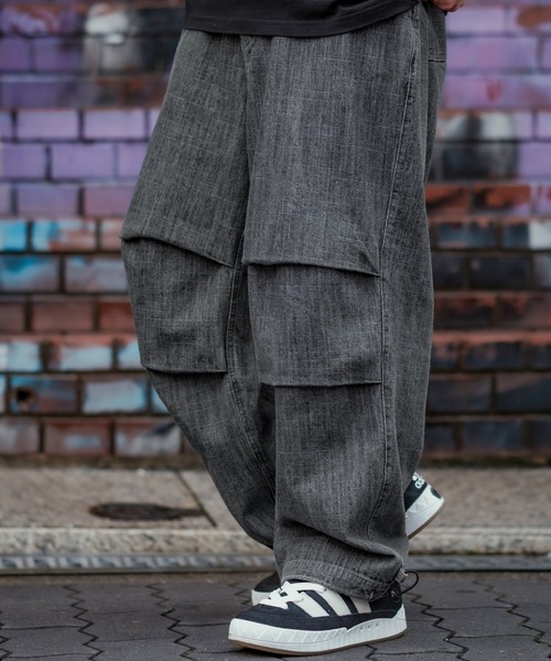 SIDEWAY STANCE（サイドウェイスタンス）の「【SIDEWAY STANCE】スラブ デニム ワイドパンツ（デニムパンツ・メンズ・ブラック/ブラック系その他/インディゴブルー/ブルー系その他・MEDIUM/LARGE）」の3枚目の写真