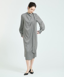 ESTNATION エストネーション 洗える ボウタイサテンワンピース Mサイズ ESTNATION エストネーション 洗える ボウタイサテンワンピース M