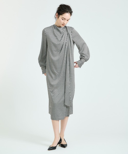 ESTNATION エストネーション 洗える ボウタイサテンワンピース Mサイズ ESTNATION（エストネーション）の「ESTNATION / ボウタイサテン