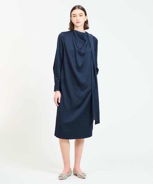 ESTNATION エストネーション 洗える ボウタイサテンワンピース Mサイズ ESTNATION エストネーション 洗える ボウタイサテンワンピース M