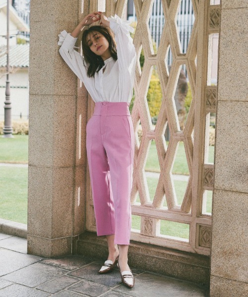 ドノバン ハイウエストカラーパンツ パンツ ピンク レディース セール