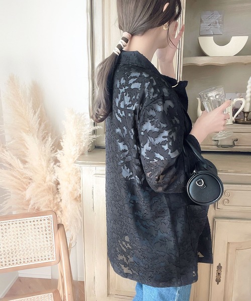 classicalelf（クラシカルエルフ）の「1枚で上級見え。シアージャガードジャケット（テーラードジャケット・レディース・ブラック/キャメル・LARGE/MEDIUM/SMALL/X-LARGE）」の6枚目の写真