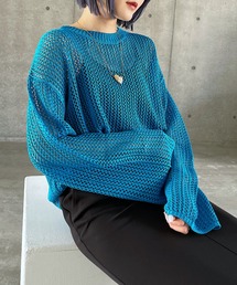 レーシーメッシュニットプルオーバー