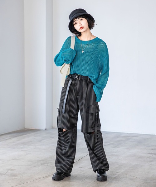 PAGEBOY(ページボーイ)の「レーシーメッシュニットプルオーバー(ニット/セーター・レディース・ミント/オフホワイト/ブラック・FREE)」の17枚目の写真
