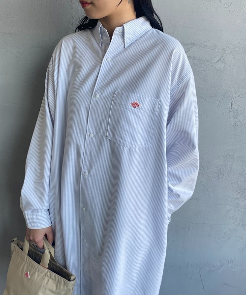 DANTON／ボタンダウン　シャツ　ワンピース　長袖　36サイズ DANTON｜ドットボタン ボタンダウン ロングシャツ シャツ