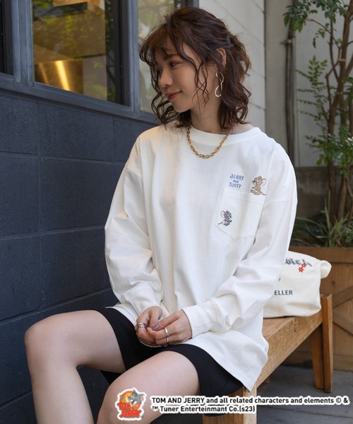 【新品タグ付き】fiction tokyo　ジェリープリントロンT プリントロンT(トムとジェリー)(105 ライム): トップス｜Right