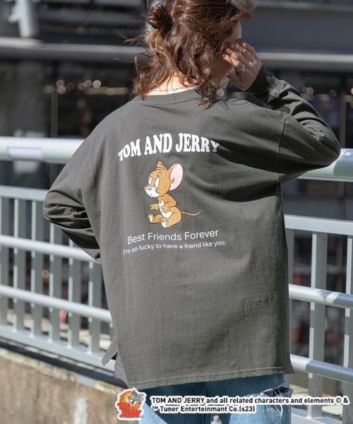 Tom&Jerry(トムアンドジェリー)の「【トムとジェリー】刺繍/プリントロンT(Tシャツ/カットソー・レディース・グリーン/ホワイト系1/ホワイト系2/グレー・FREE)」の22枚目の写真