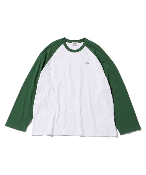 TOWNCRAFT（タウンクラフト）の「TOWN CRAFT/タウンクラフト 別注 ワンポイントロゴ ラグラン切り替えロングスリーブTシャツ/ロンT/9分袖（Tシャツ/カットソー・メンズ・ブラック/イエロー/オリーブ/ネイビー・LARGE/MEDIUM）」の3枚目の写真