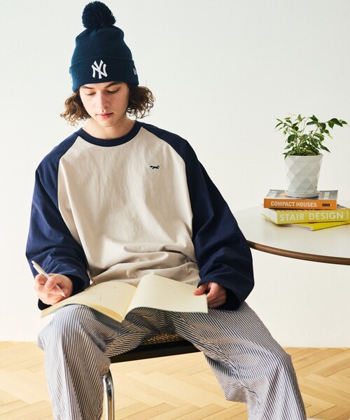 TOWNCRAFT（タウンクラフト）の「TOWN CRAFT/タウンクラフト 別注 ワンポイントロゴ ラグラン切り替えロングスリーブTシャツ/ロンT/9分袖（Tシャツ/カットソー・メンズ・ブラック/イエロー/オリーブ/ネイビー・LARGE/MEDIUM）」の11枚目の写真