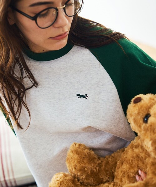 TOWNCRAFT（タウンクラフト）の「TOWN CRAFT/タウンクラフト 別注 ワンポイントロゴ ラグラン切り替えロングスリーブTシャツ/ロンT/9分袖（Tシャツ/カットソー・メンズ・ブラック/イエロー/オリーブ/ネイビー・LARGE/MEDIUM）」の19枚目の写真