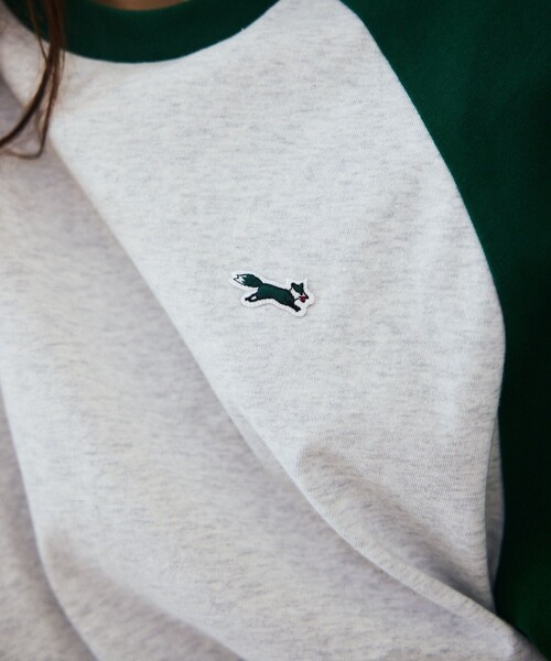 TOWNCRAFT（タウンクラフト）の「TOWN CRAFT/タウンクラフト 別注 ワンポイントロゴ ラグラン切り替えロングスリーブTシャツ/ロンT/9分袖（Tシャツ/カットソー・メンズ・ブラック/イエロー/オリーブ/ネイビー・LARGE/MEDIUM）」の9枚目の写真