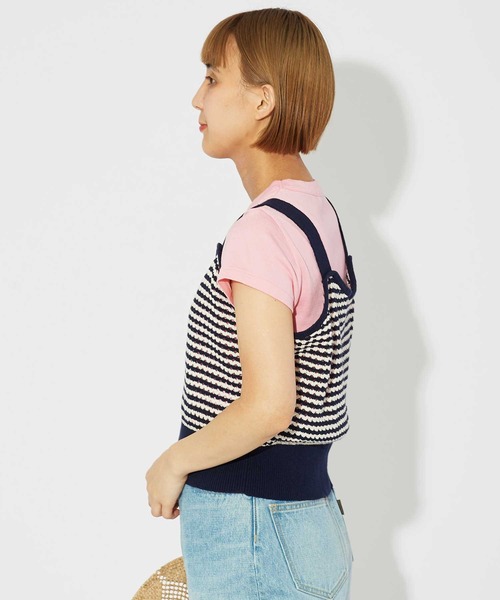 CHILD WOMAN（チャイルドウーマン）の「GAUSSすかしボーダー キャミニット（キャミソール・レディース・レッド/ネイビー・FREE）」の5枚目の写真