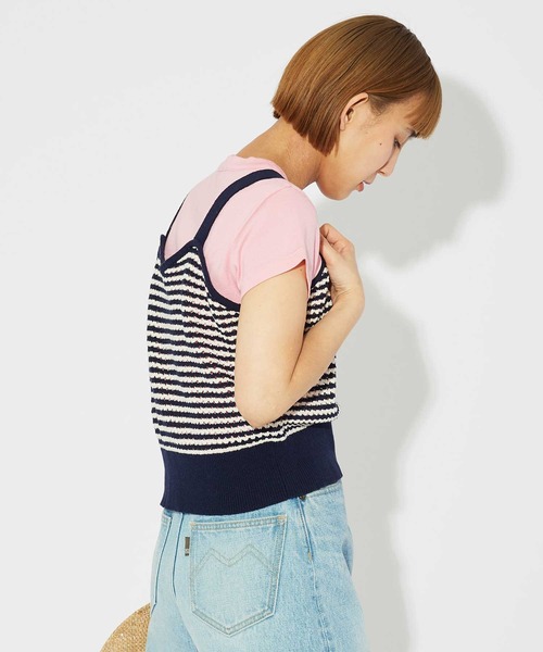 CHILD WOMAN（チャイルドウーマン）の「GAUSSすかしボーダー キャミニット（キャミソール・レディース・レッド/ネイビー・FREE）」の7枚目の写真