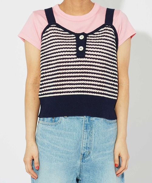 CHILD WOMAN（チャイルドウーマン）の「GAUSSすかしボーダー キャミニット（キャミソール・レディース・レッド/ネイビー・FREE）」の14枚目の写真