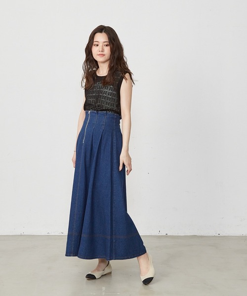 Shelly island（シェリーアイランド）の「フロントZIPデニムフレアスカート（スカート・レディース・ブルー・M）」の18枚目の写真