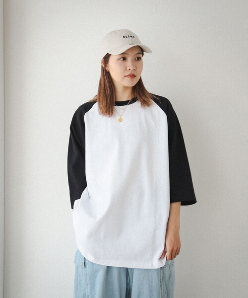 BEAMS(ビームス)の「BEAMS / ルーズフィット ベースボール Tシャツ(Tシャツ/カットソー・メンズ・レッド/ブラック/パープル・S/M/L/XL)」の5枚目の写真